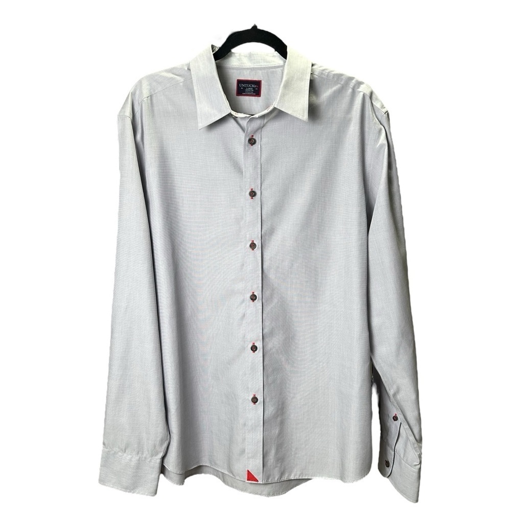 UNTUCKit Men’s L 100% Cotton Light Blue Gray Long Sleeve Button Up